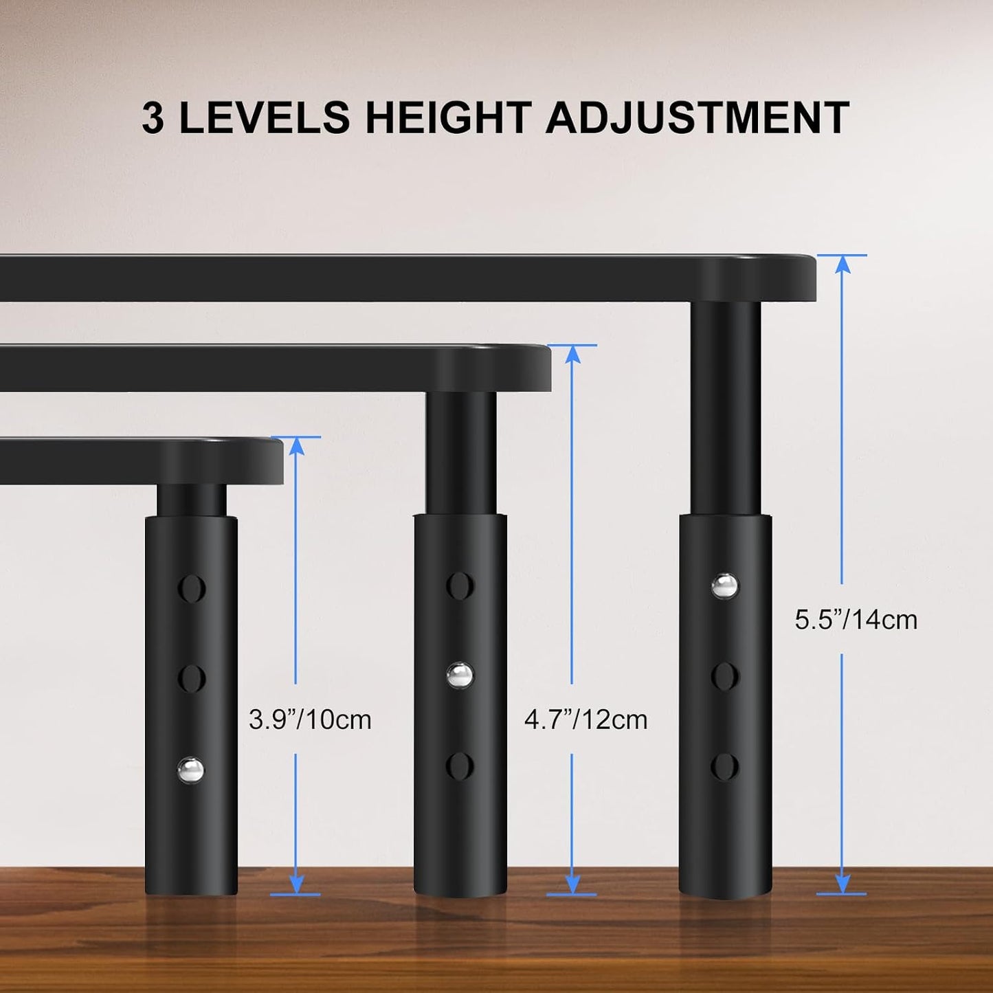 3 PS4, 20KG Bracwiser Monitor Stand Riser, Metal Computer Stand, Height Adjustable Screen Riser with Mesh Platform