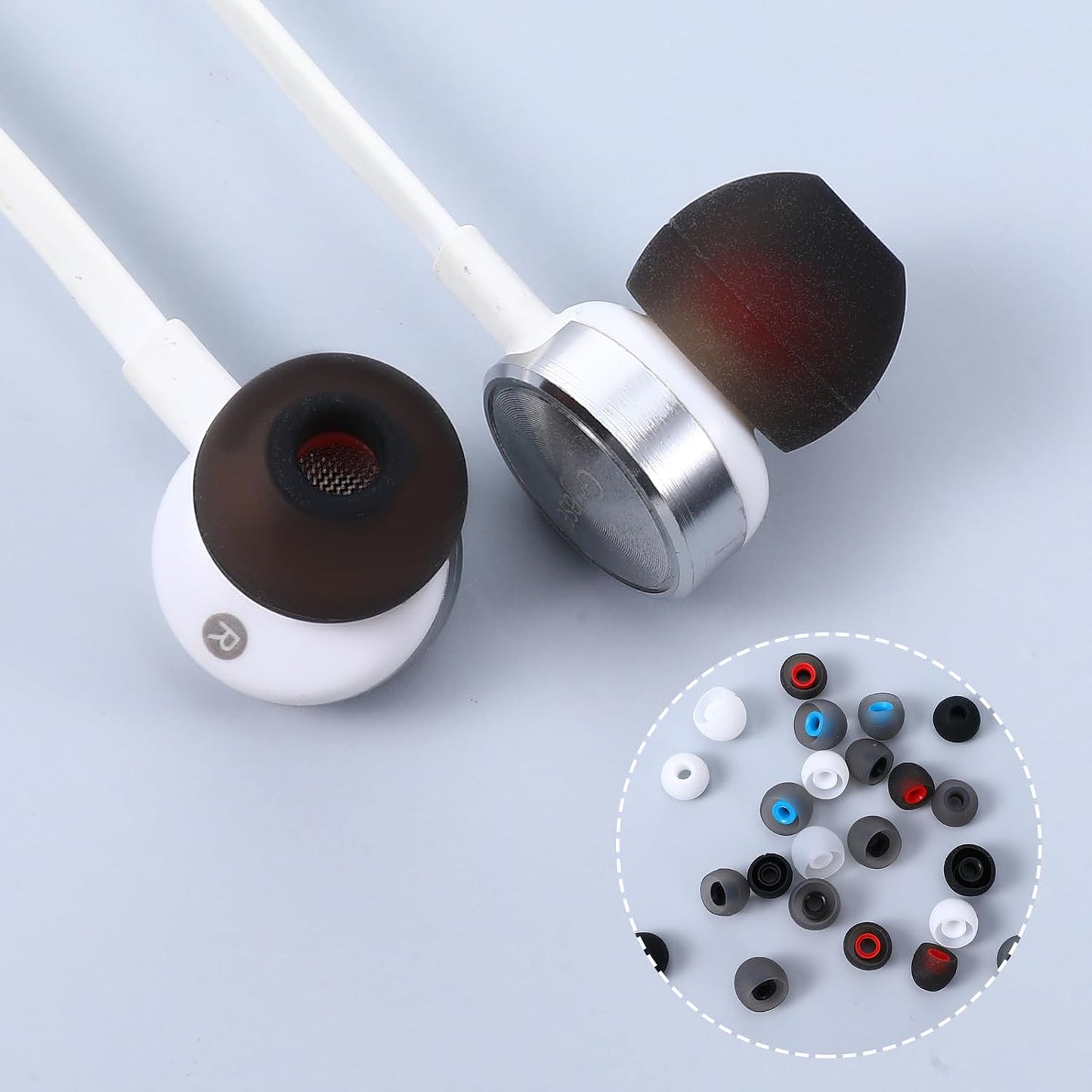 Josojoou 72Pcs 3 Earbuds(6 Earbud Replacement Tips Soft Silicone Earbuds Tips Sizes S/M/L Headphone Earbud Covers Fit
