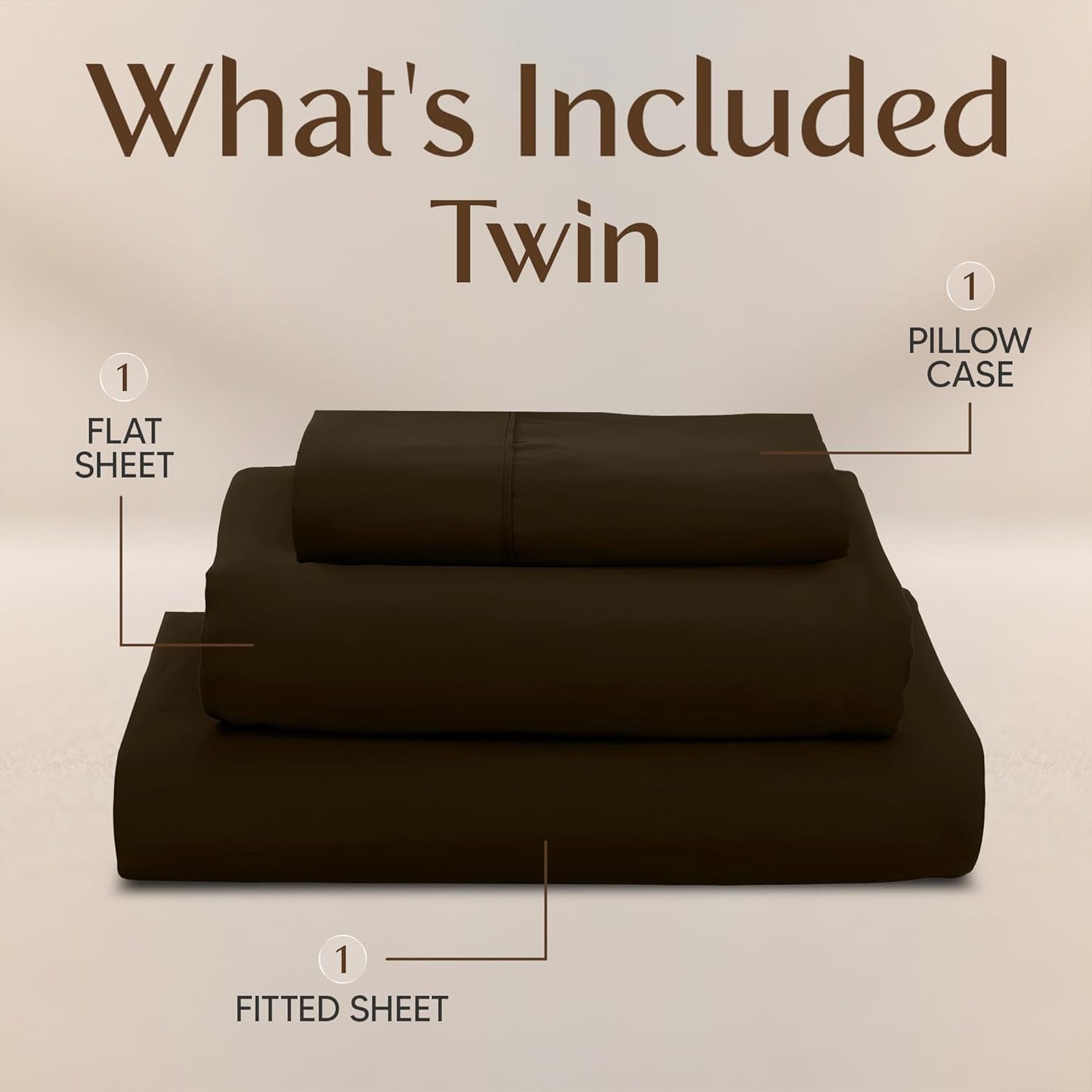 Utopia Bedding Twin Sheet Set - Soft, Breathable Microfiber | 3-Piece Bed Sheets in Brown