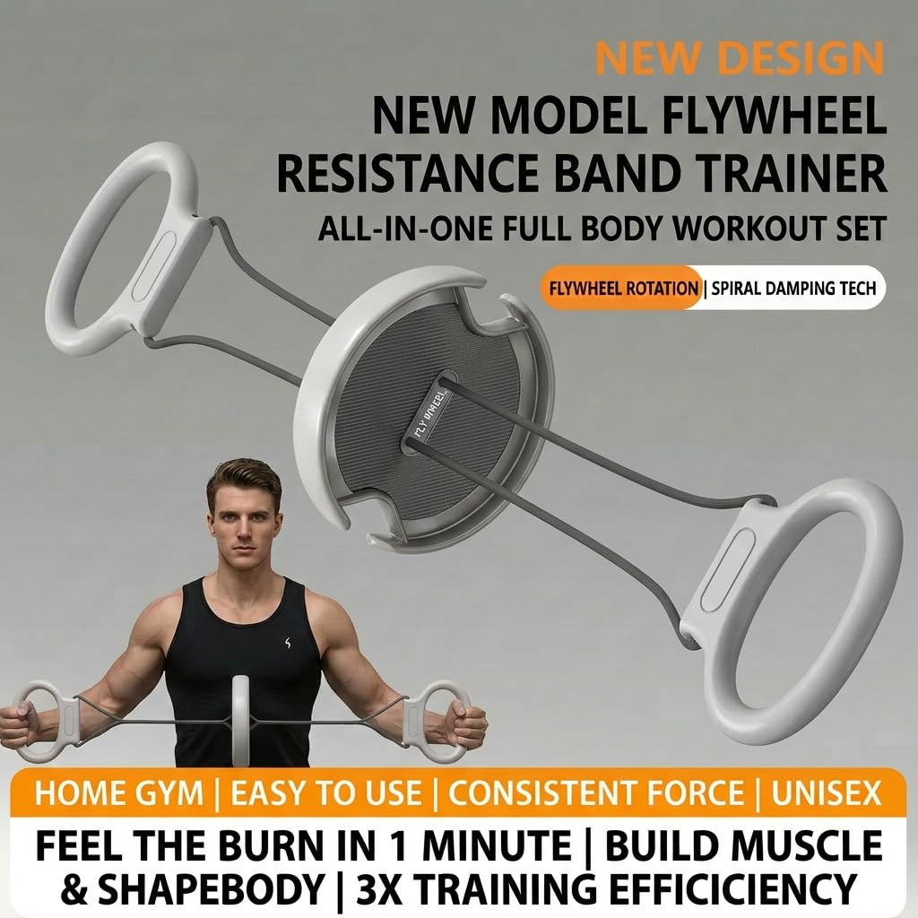 RunBaiNianFlywheel Resistance Trainer, Dual Handle [Gray]