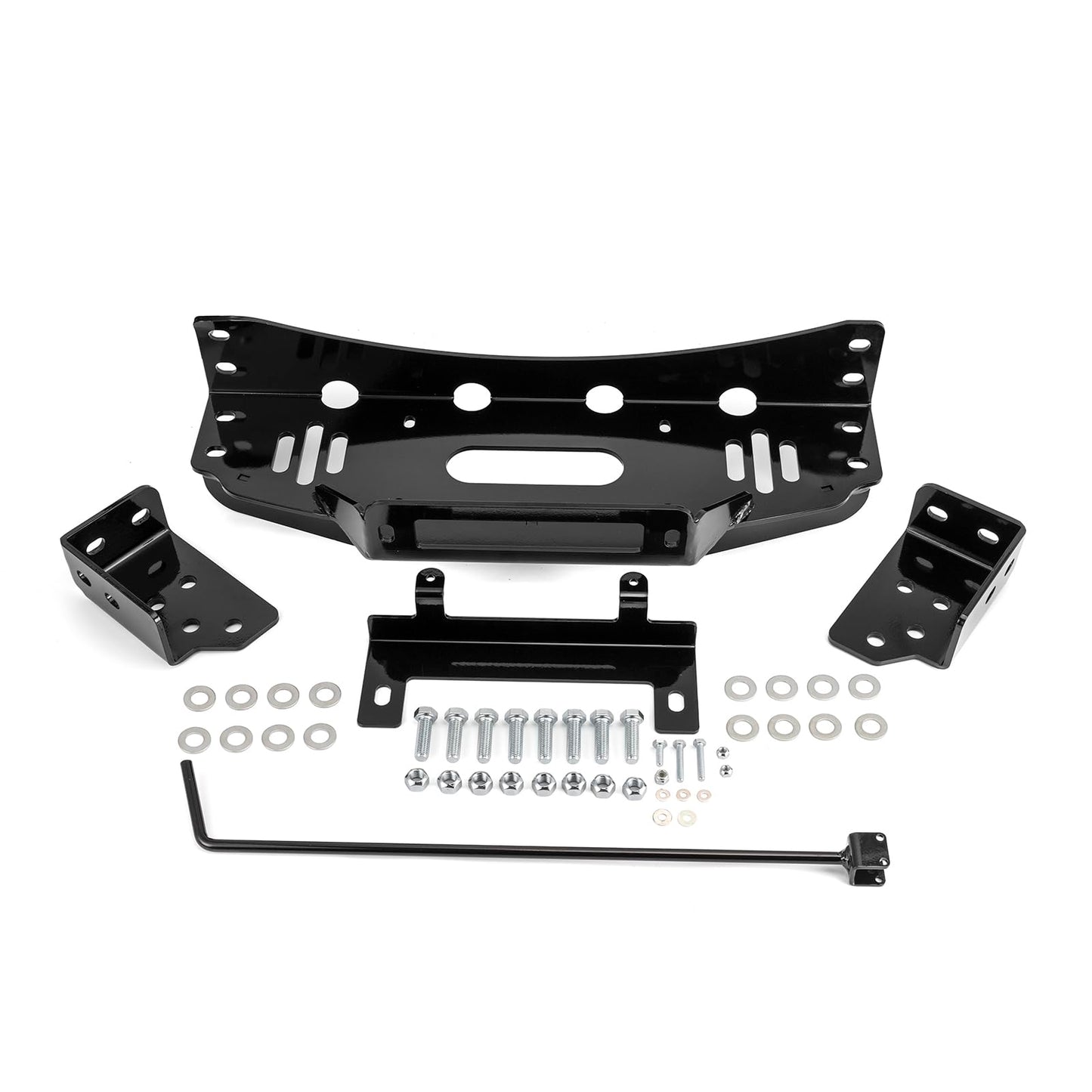 WeiSen Hidden Winch Mount Bracket Winch Mounting Plate Black Compatible with GMC Sierra 1500 Fit Chevy Silverado 1500 2007-2013