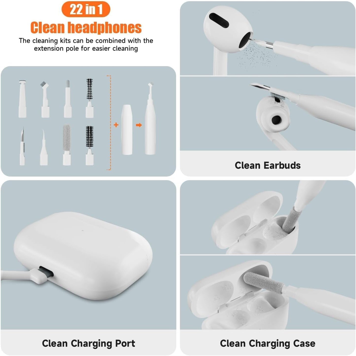 Electight 22-in-1 Laptop Cleaning Kit Keyboard Cleaner Brush, Multi-Function Laptop Cleaner Tool for MacBook, Phone