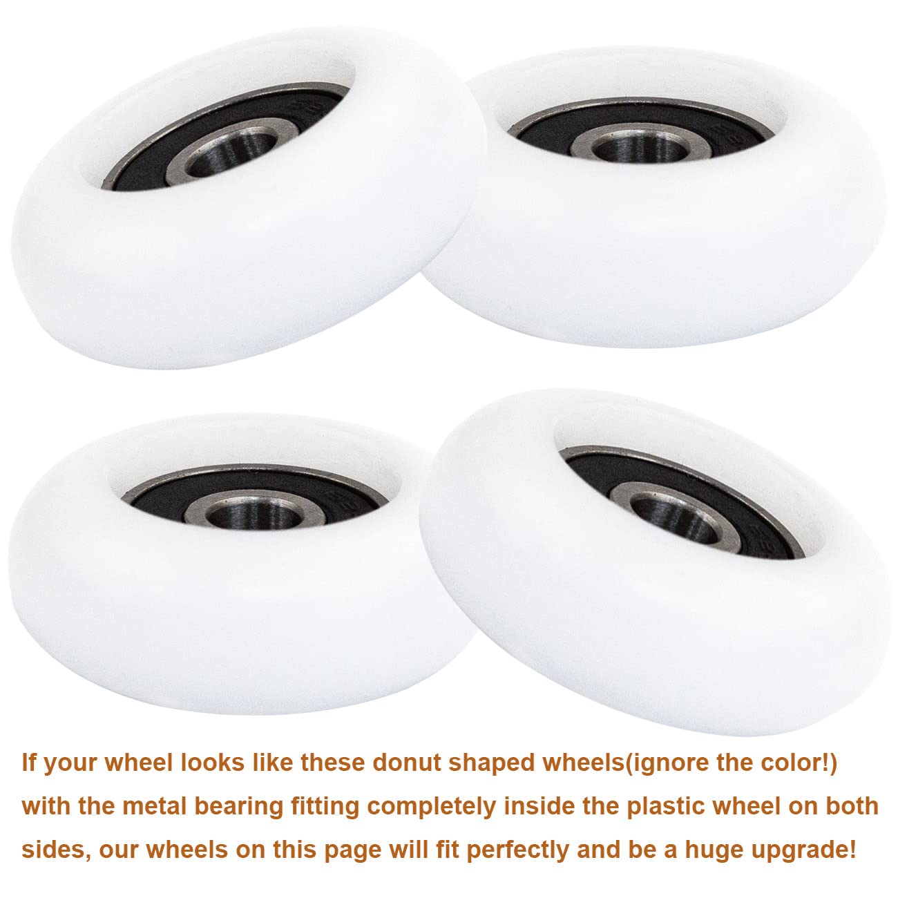 Total Gym Wheels/Rollers 2000, 3000, 3000 XL, and a Few Very Early XL, Platinum Plus, Pro, Supra and Many Others Set of 4 (White)