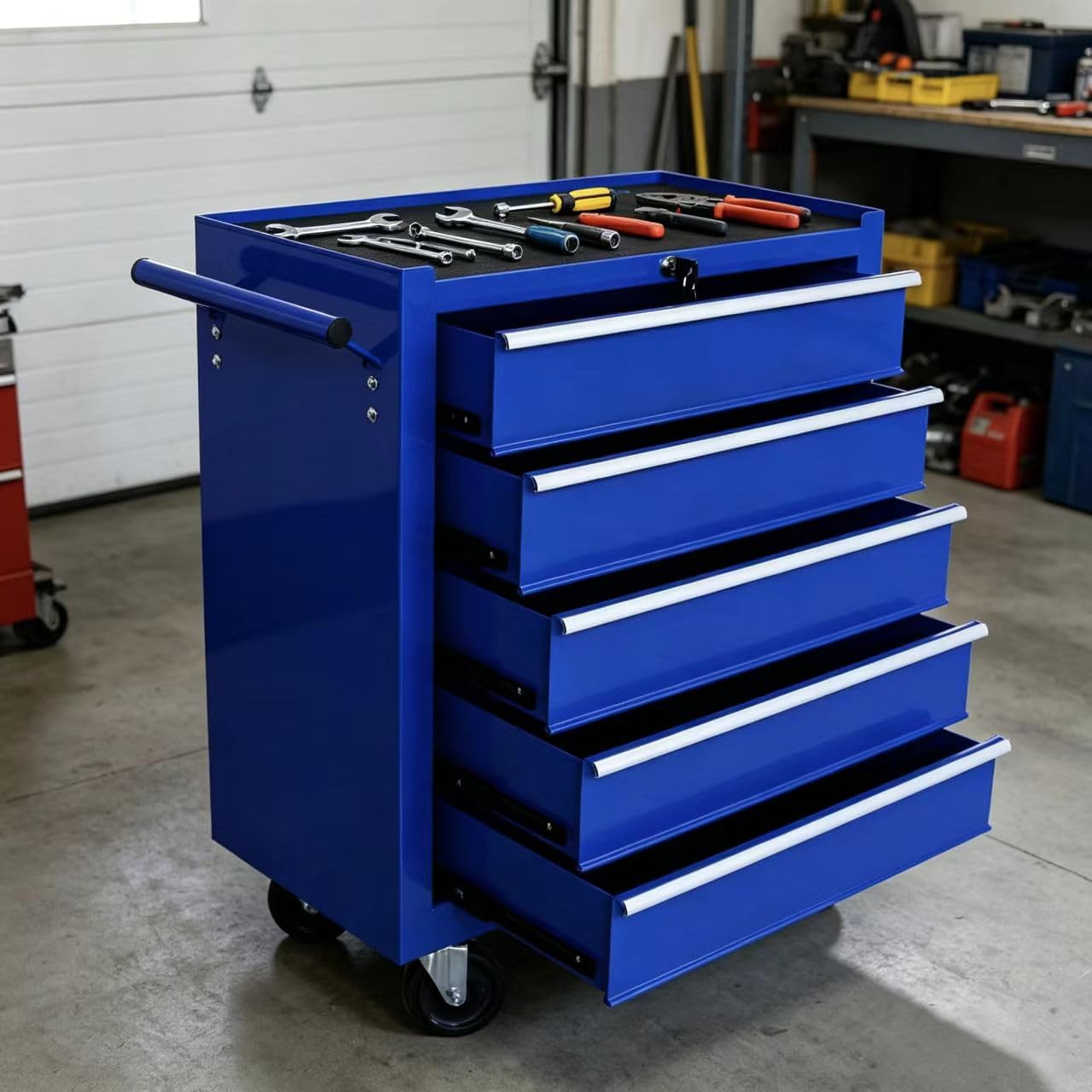 Torin 5 Drawer Tool Chest on Wheels, Rolling Garage Tool Storage Cabinet Workshop Organizer with Locking System for Garage, Warehouse, Workshop, Repair Shop