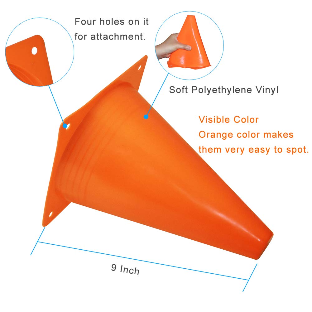 Fragraim 9 Inch Plastic Training Traffic Cones, Sport Cones, Agility Field Marker Cones for Soccer Basketball Football Drills Training, Outdoor Activity or Events - Set of 24, Orange