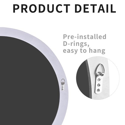 DUQIMO White Round Mirror 30 Inch, Circle Wall Mirrors for Bathroom, Bedroom Living Room or Entryway