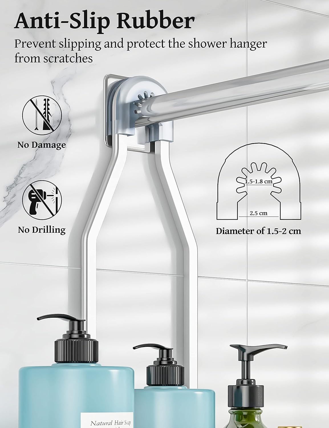 YASONIC Shower Caddy - Rust-Resistant Aluminum Organizer with 10 Hooks & Soap Basket - Silver