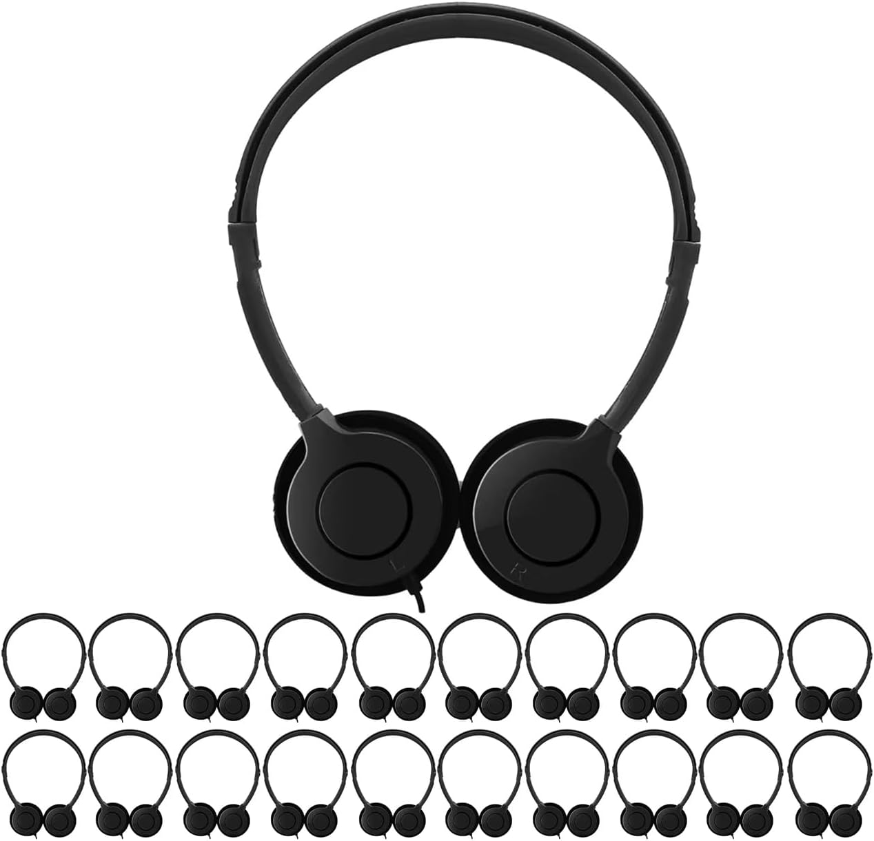 WAHUWAY 20 Pack Set 3.5 mm Adults(005 Class Headphones for Kids Students School Classroom Bulk Earphones Adjustable