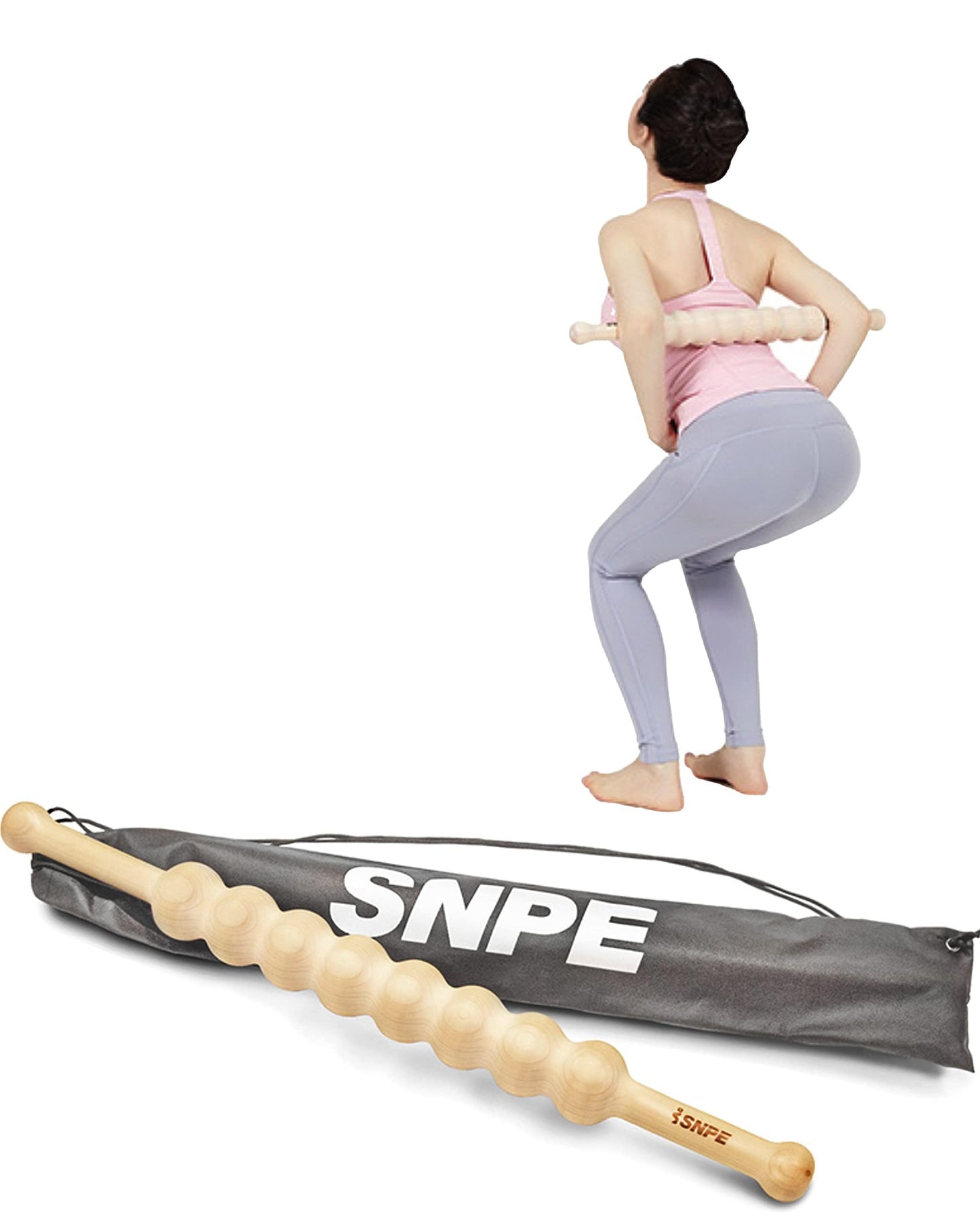 SNPE Cypress Wood Stick WaveGrip 8 - The Perfect Tool for targeted Massage Convenient Grip for Effortless use Relieve Tension in Your Neck, Shoulders, and Back with Added Benefit of Portability
