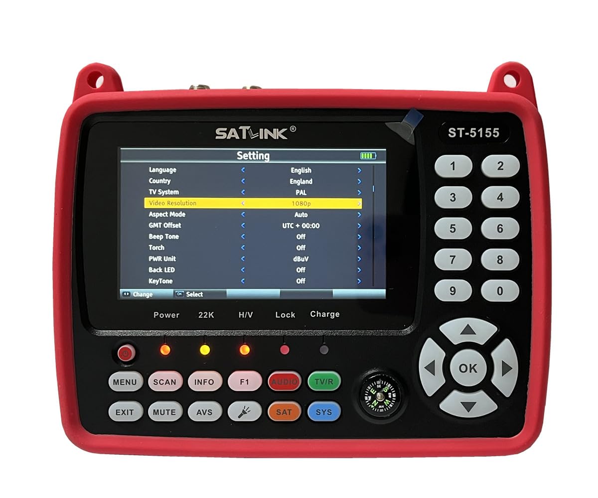 ST-5155 Satellite & Terrestrial Cable Signal Meter DVB-S/S2/T/T2/C Combo Meter Support HD 1080P MPEG-2/4 H.264/H.265 (10 Bit), QPSK, 8PSK, 16APSK, 32APSK