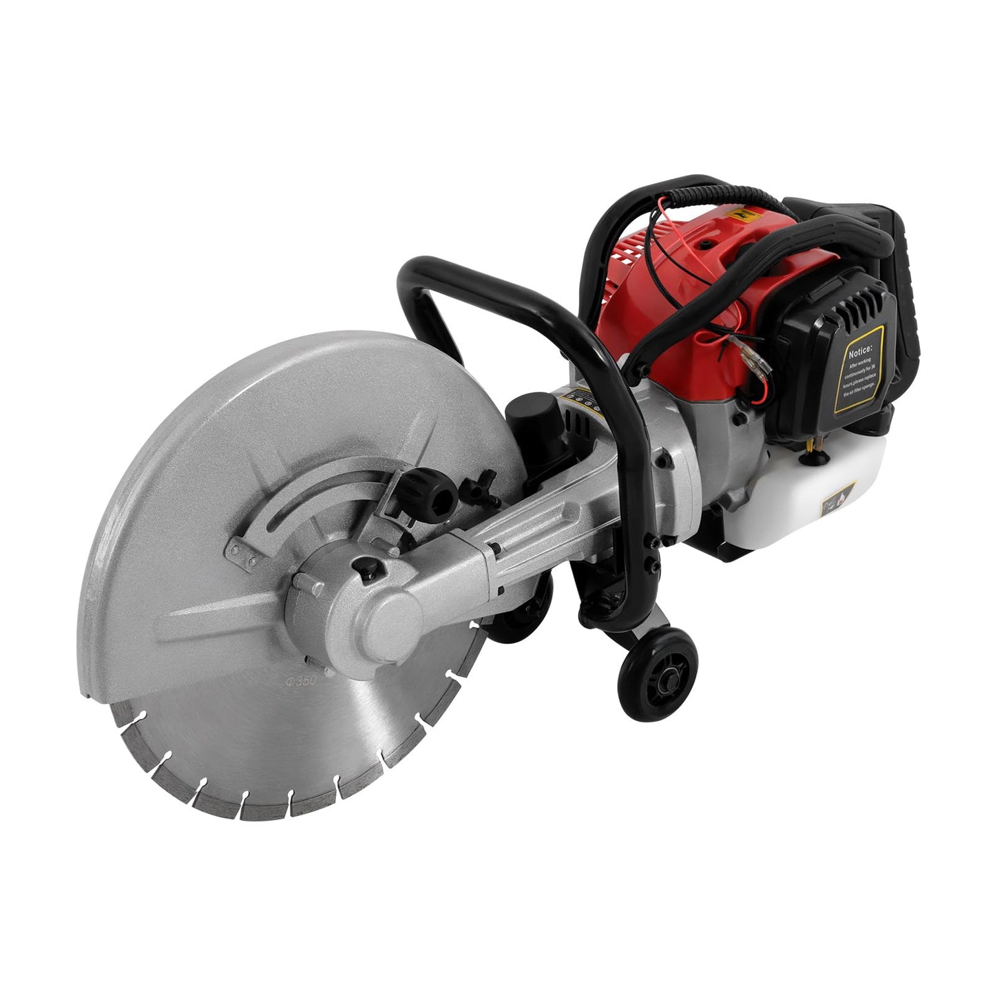 16In Gas Concrete Saw,1400w Concrete Gas Powered Cut-Off Saw with Blade and Directional Wheel, 2-Stroke 52cc Engine Cement Masonry Wet Dry Machine,4" Cut Depth,Motor Circular Cutter For Stone, Brick