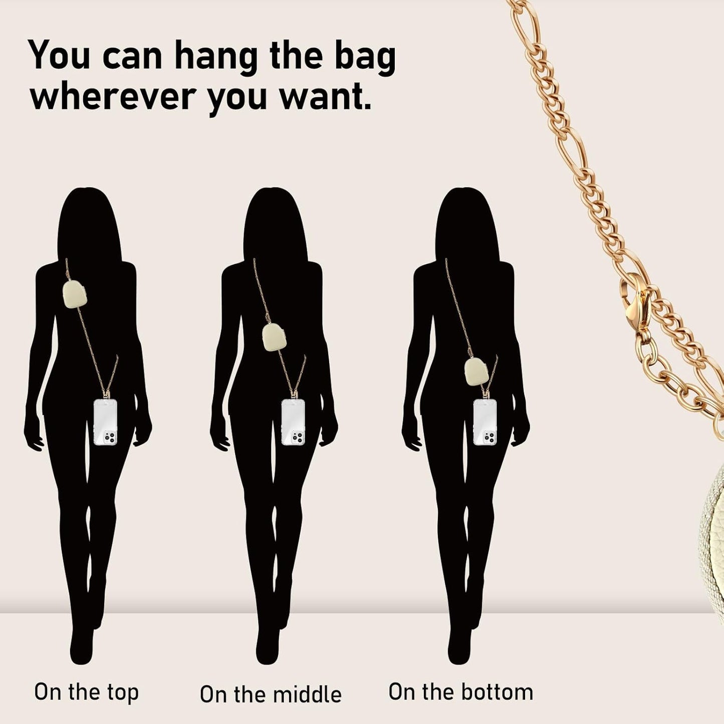 47.24in 1x 2x Phone Crossbody Strap With Wallet Phone Chain Clip And Go strap With zippered pouch clasp Clear Tether