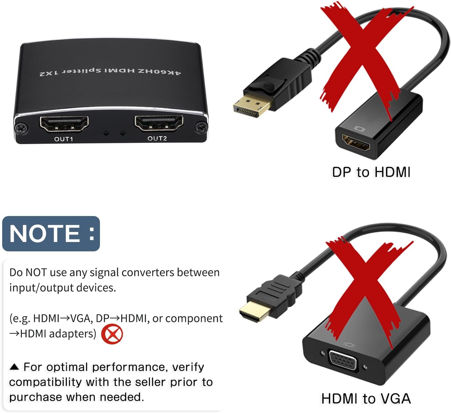 Wonlyus 2026 4K@60Hz 2.0b 1 2 4K 18Gbps HDCP2.2 3D Dolby PS5, Upgraded HDMI Splitter in Out, HDMI Splitter Duplicate