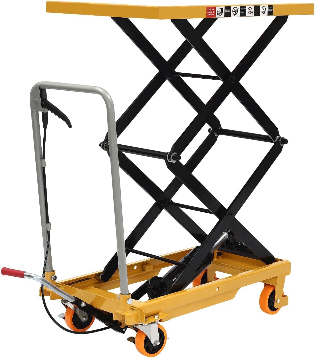 Hydraulic Lift Table Cart, 770lbs Load Capacity 51" Lifting Height with 4 Wheels, Hydraulic Scissor Cart for Material Handling Transportation