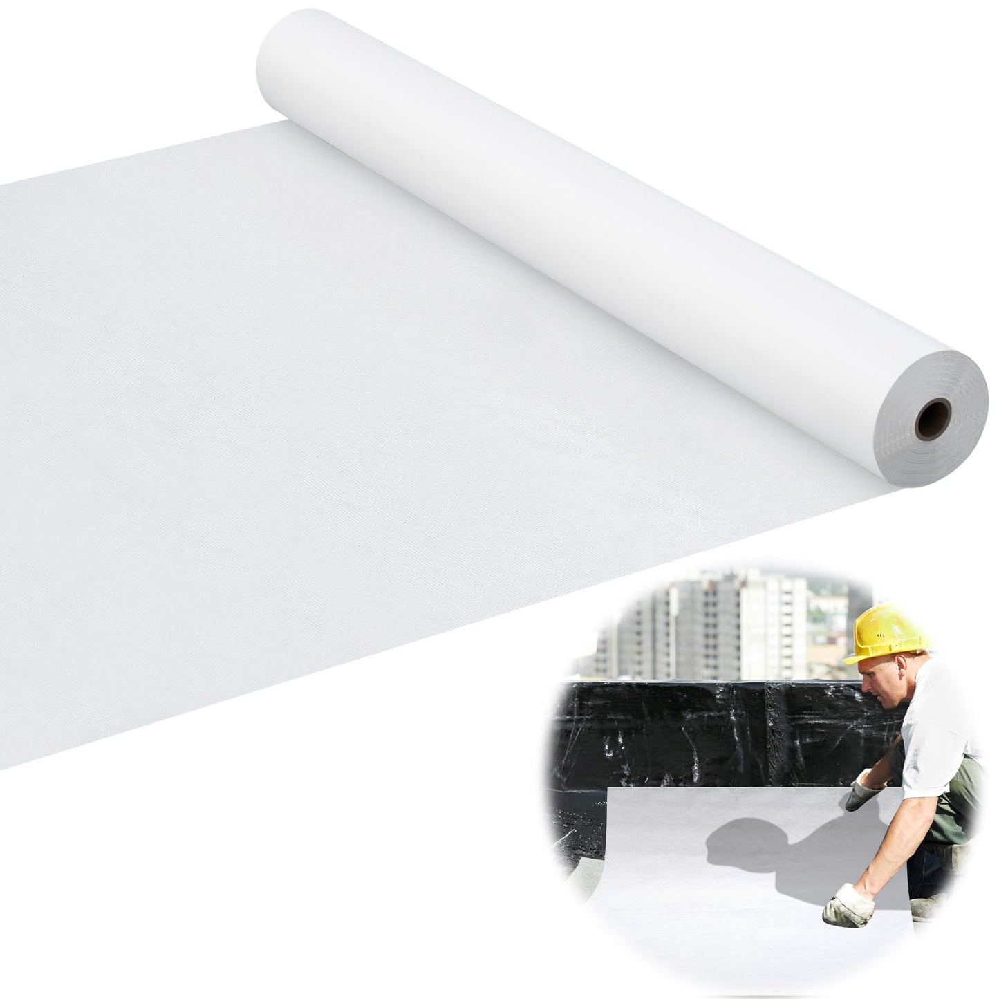 Maasechs Contouring Roof Reinforcement Fabric White, 40 in x 162 ft Elastomeric Roof Coating, Roofing Tool and Fabric Sealer to Reinforce Strength for Roofs