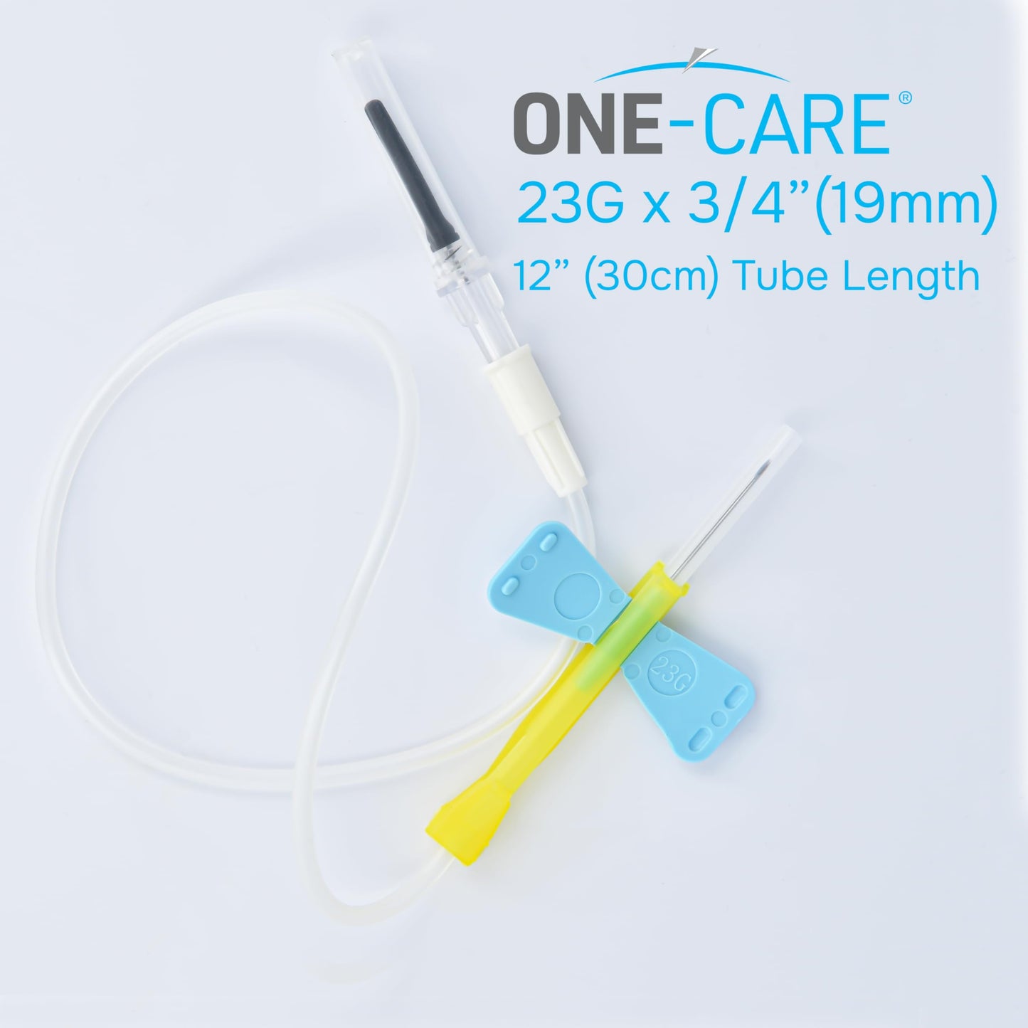 ONE-CARE 23Ga x 3/4" (Box of 50), 12'' Tube, Luer Adpt, Industrial Lab Supplies Dispensing Accessories, Individually Packaged, 50 Sets