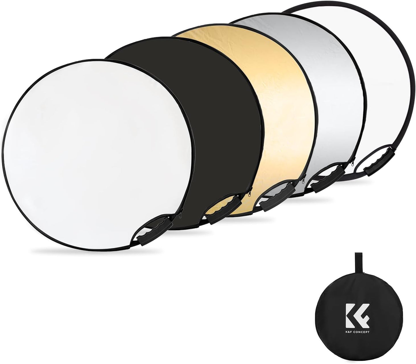 K&F CONCEPT 5-in-1 22"(60cm) Light Reflector with Grip Photography Diffuser Collapsible Portable for Studio and Outdoor