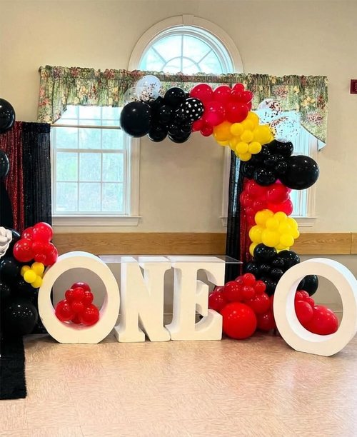 166Pcs Balloon Garland Arch Kit - Red, Yellow & Black Latex Balloons for Mouse Party Decor | Birthday & Baby Shower