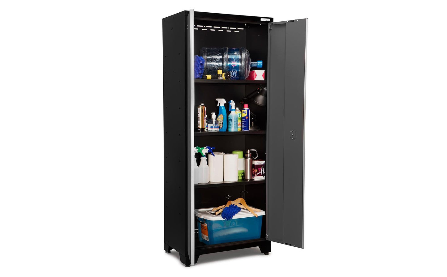 NewAge Products Garage Storage Cabinets Steel Bold Series 7 Piece Sets Includes Bamboo Worktop, Multi-Use lockers, Wall, Base and Rolling Tool Cabinets, Gray, 50421
