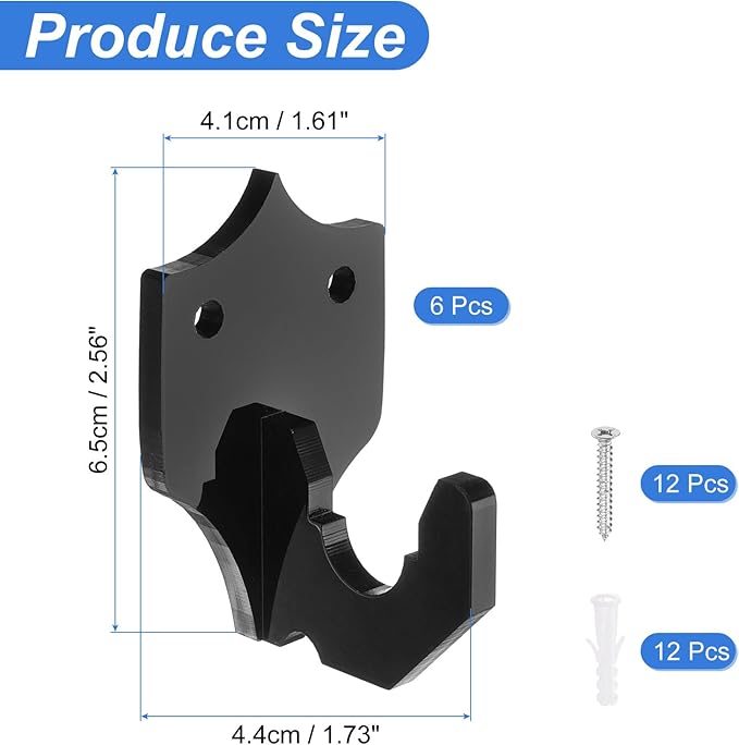 uxcell 6 Pcs Sword Holder Wall Mount Sword Racks Acrylic Wall Sword Display Hanger with Mounting Tools for Knife Martial Arts Sword Placement Display, Black(Shield)