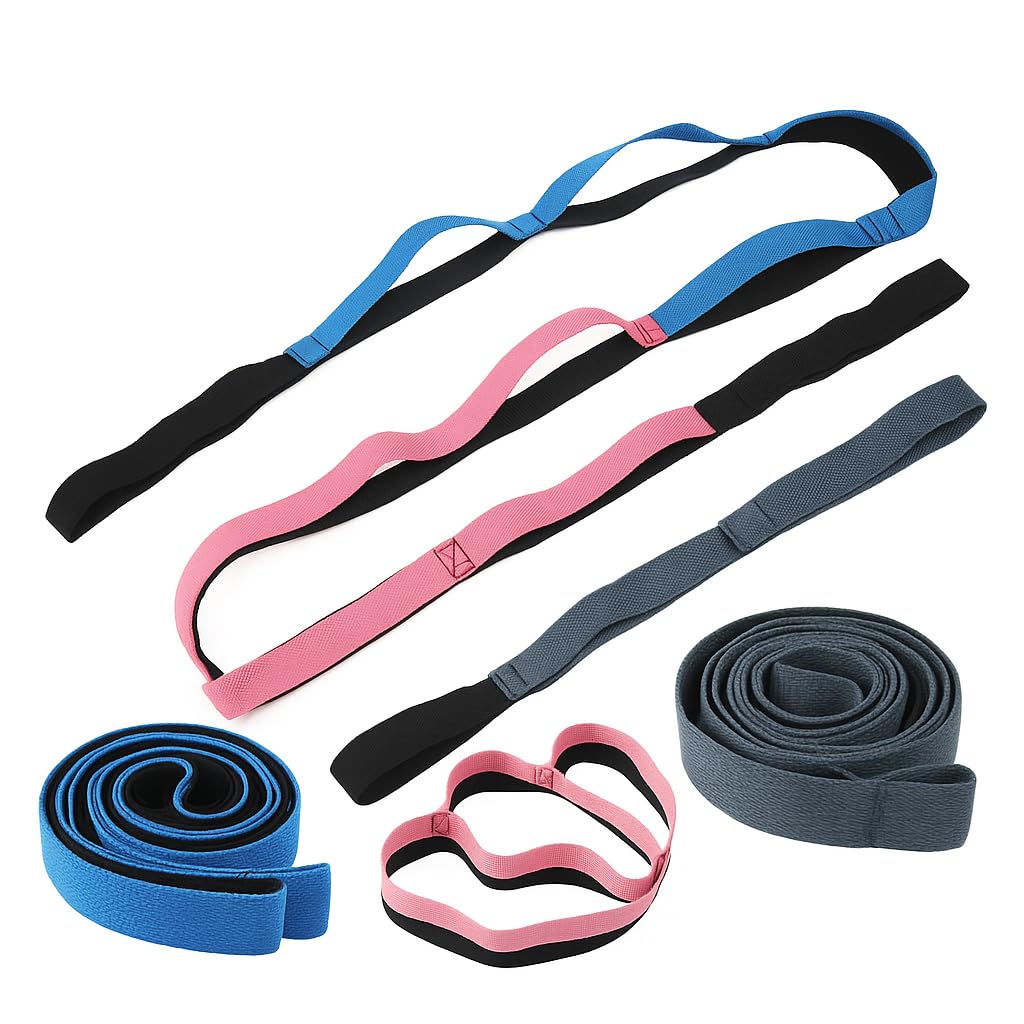 Yoga Stretch Strap 10 Loos-non-Elastic Strap for Flexibility, Physical Therapy pilates. And home workout (Pink)