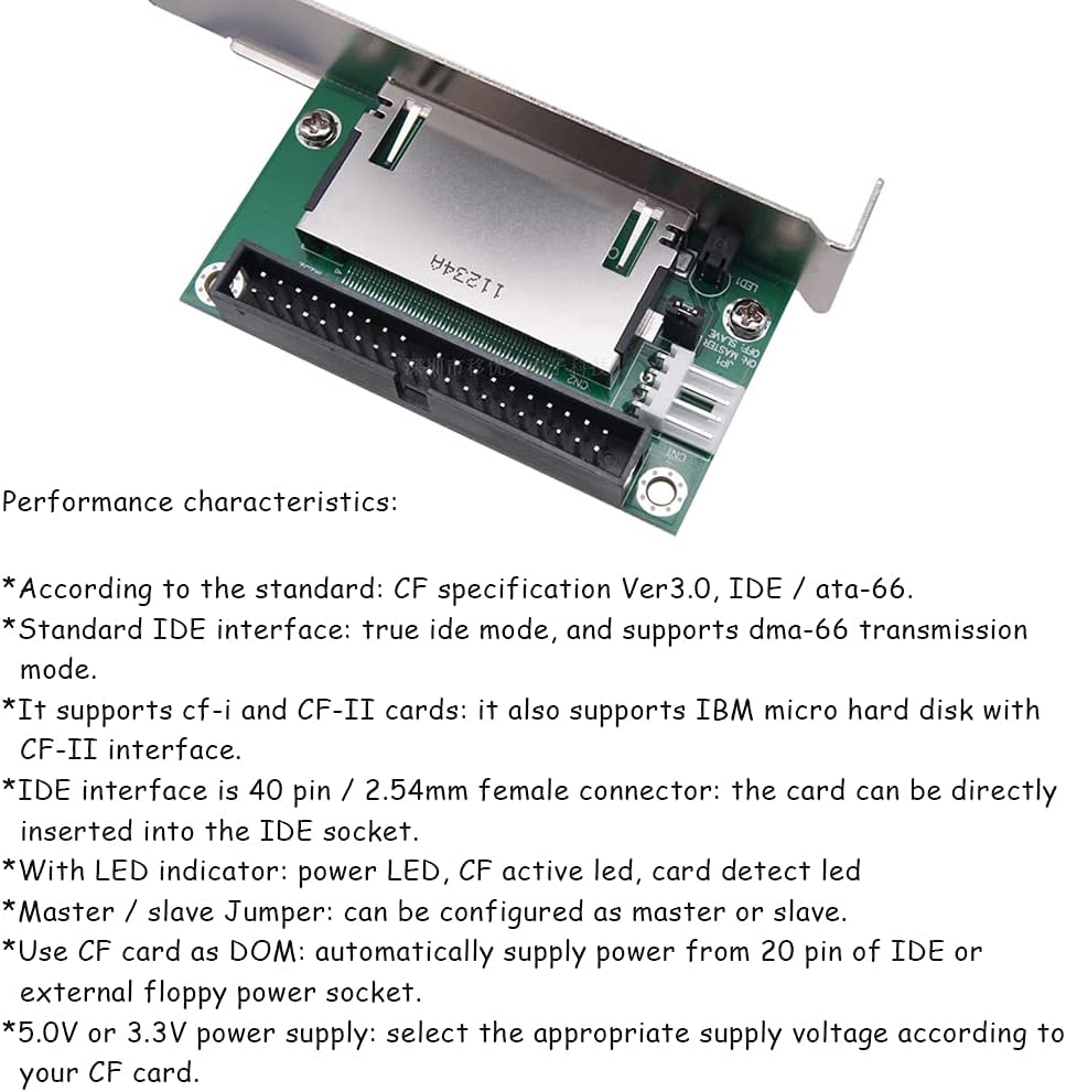 SaiDian 1Pcs 40-Pin 3.5 CF to IDE Adapter CF Compact Flash Card to Converter with PCI Bracket