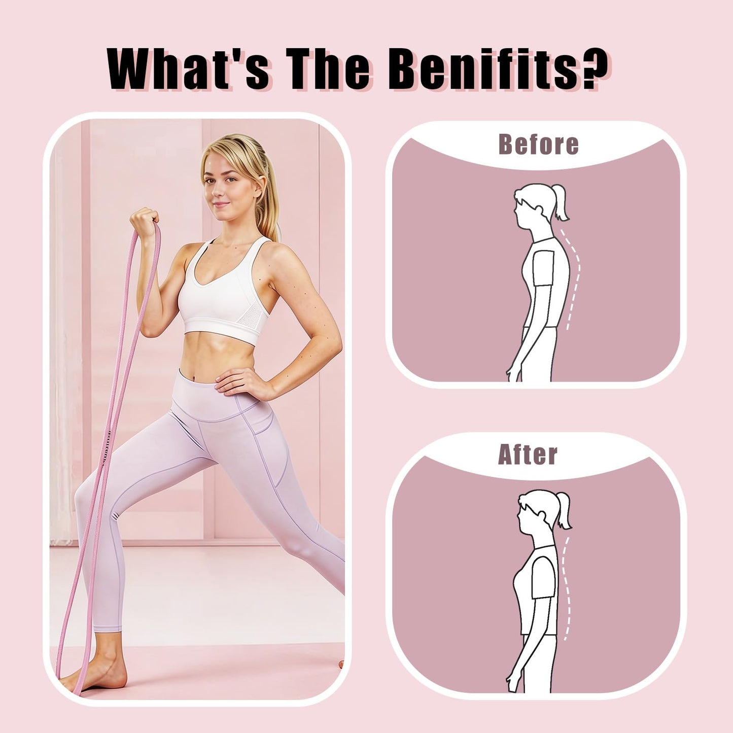 TREKONPEAK Figure 8 Resistance Bands, 8-Shaped Exercise Band for Women Arms Shoulder Back Legs Stretching Pilates Yoga (Pink 20Lb & Purple 30Lb)