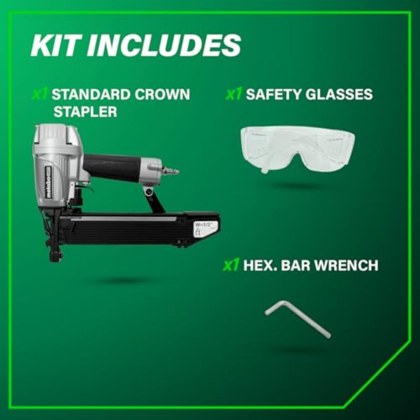 Metabo HPT ½-Inch Standard Crown Stapler | Pro Preferred Brand of Pneumatic Nailers | 16 Gauge | Accepts 3/4-Inch to 2-Inch Staples | Ideal for Insulation, Sheathing, & Subfloor Installation | N5010A