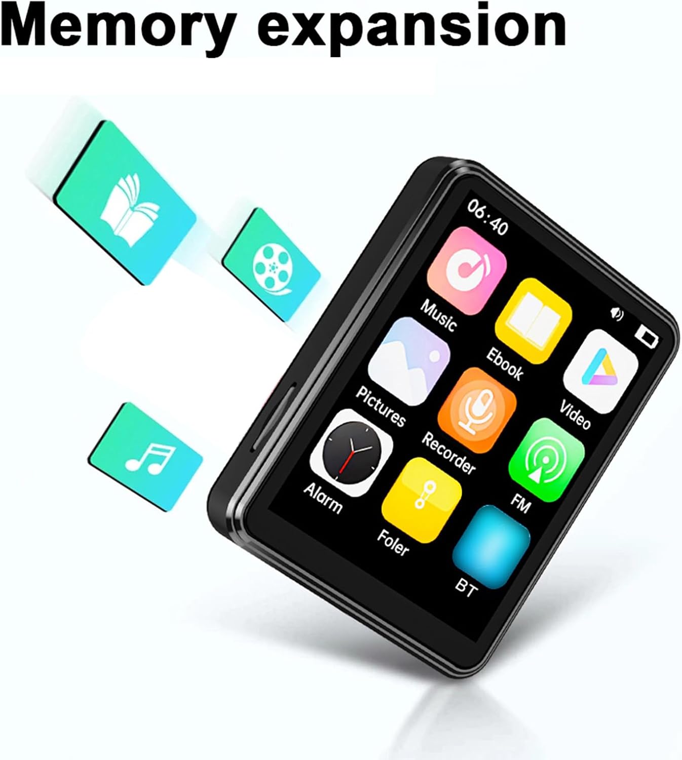 Docooler MP3 MP4 2.4 Inch MP3 Player with Speaker Full Touch Screen BT with Built in Speaker and TF Card Expansion