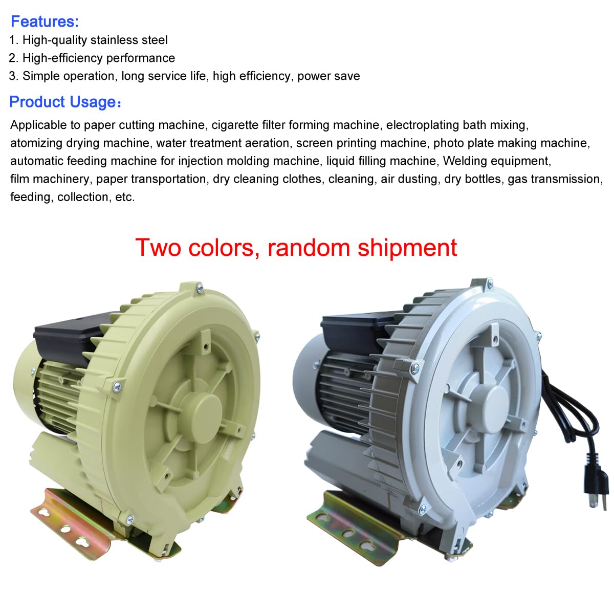 INTBUYING Industrial Aquaculture Seafood Pond Fish Tank Vortex Air Blower Pump 110V 60HZ