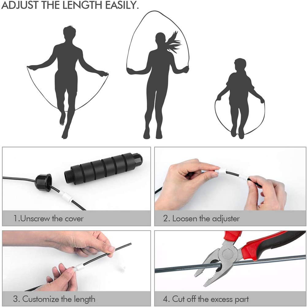 UJEFF Jump Rope, Tangle-Free Rapid Speed Jumping Rope Cable with Ball Bearings for Women, Men, and Kids, Adjustable Steel Jump Rope Workout with Foam Handles for Fitness, Home Exercise & Slim Body