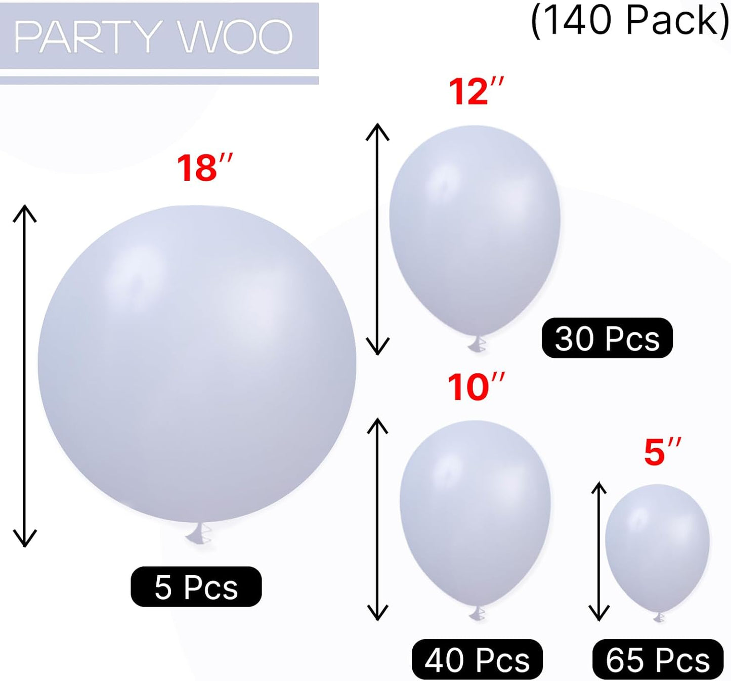 PartyWoo Dusty Blue Balloons - 140-Piece Slate Blue Boho Balloon Arch Kit | Baby Shower & Graduation Decor