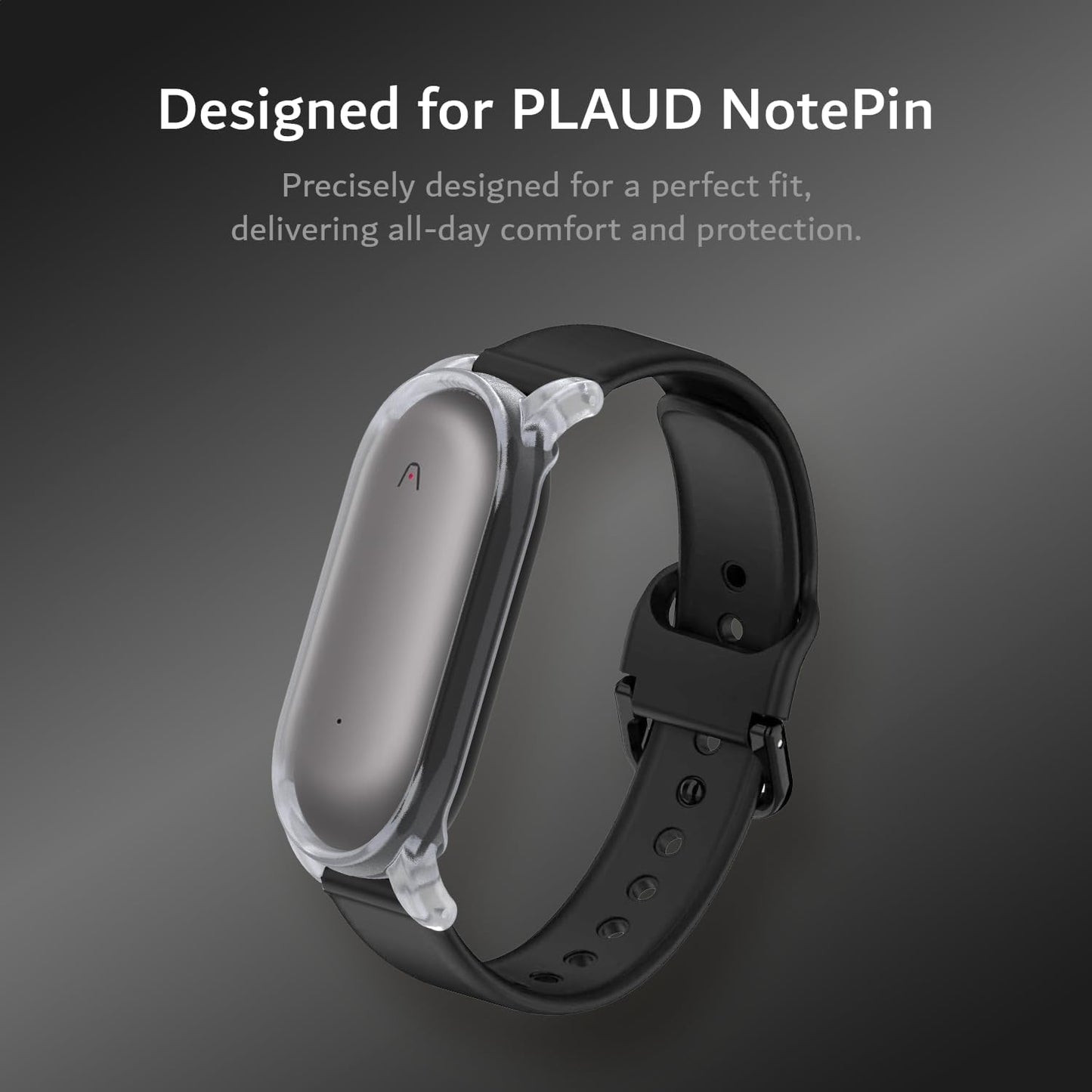 TUDIA Snap-On PC Case with [Extended Length] Adjustable Silicone Wristband for PLAUD NotePin AI Recorder [for Larger