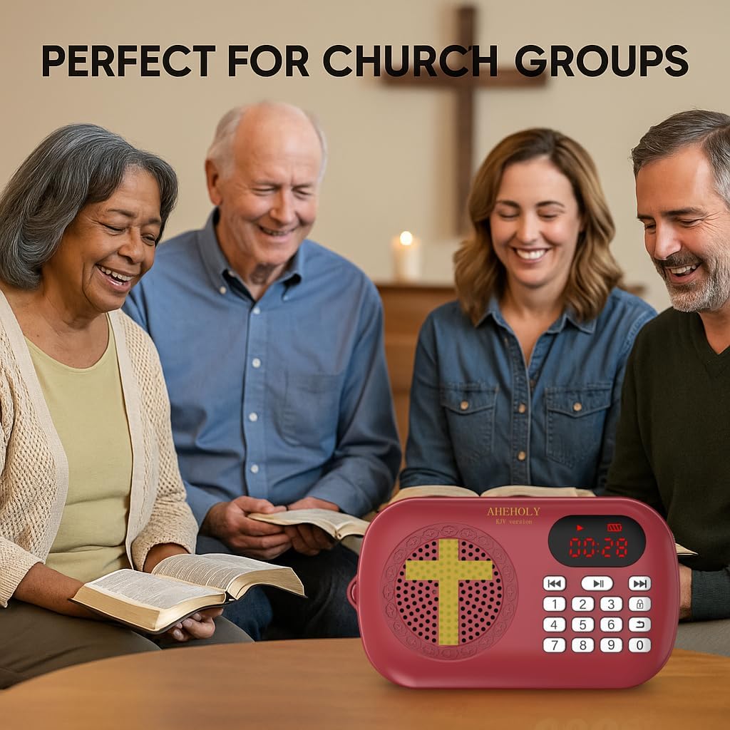AHEHOLY KJV Audio Bible Player Portable & Rechargeable Scripture Device Preloaded King James Version Simple Interface
