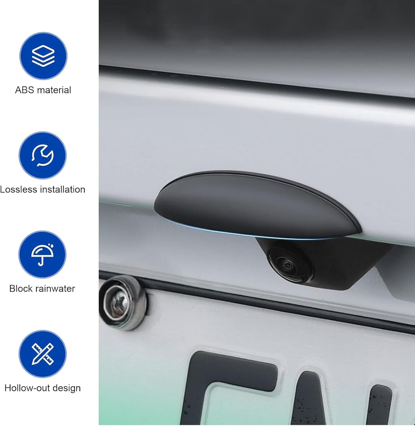 Bawkars Car Rear View Camera Cover, Backup Camera Protector, ABS Reversing Camera Shield, Non-Destructive Installation