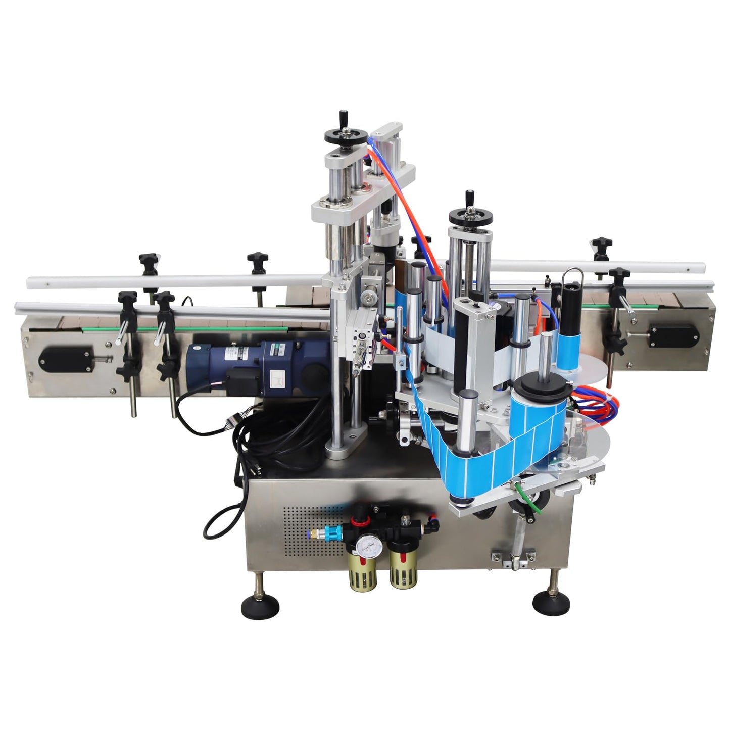 HayWHNKN Fully Automatic Labeling Machine for Square Round Bottle with Chain Plate Conveyor Belt Label Applicator for 2.4-3.9inch Diameter Bottle Ajudstable Speed 110v
