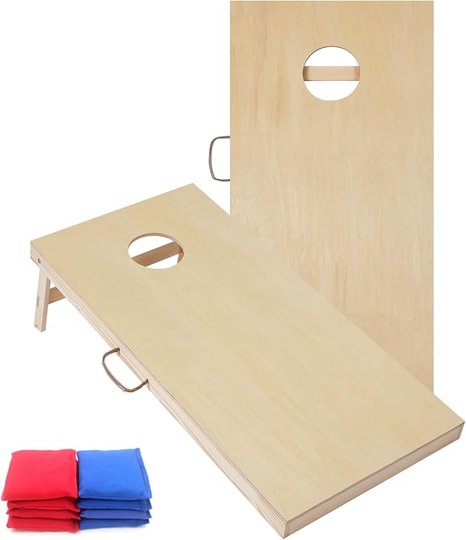 Cornhole Set 4'x2' Cornhole Board Sets with Bags Regulation Size, Corn Hole Games for Adults Outdoor Bean Bag Toss Game, Solid Wood