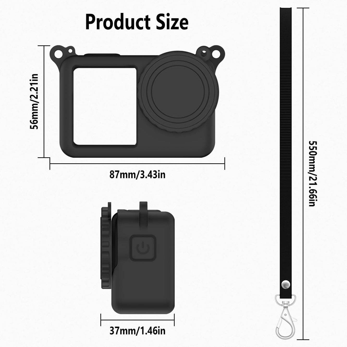 Geiomoo 6 Silicone Case for DJI Osmo Action Camera, Soft Flexible Scratch Resistant Protective Cover (Black)