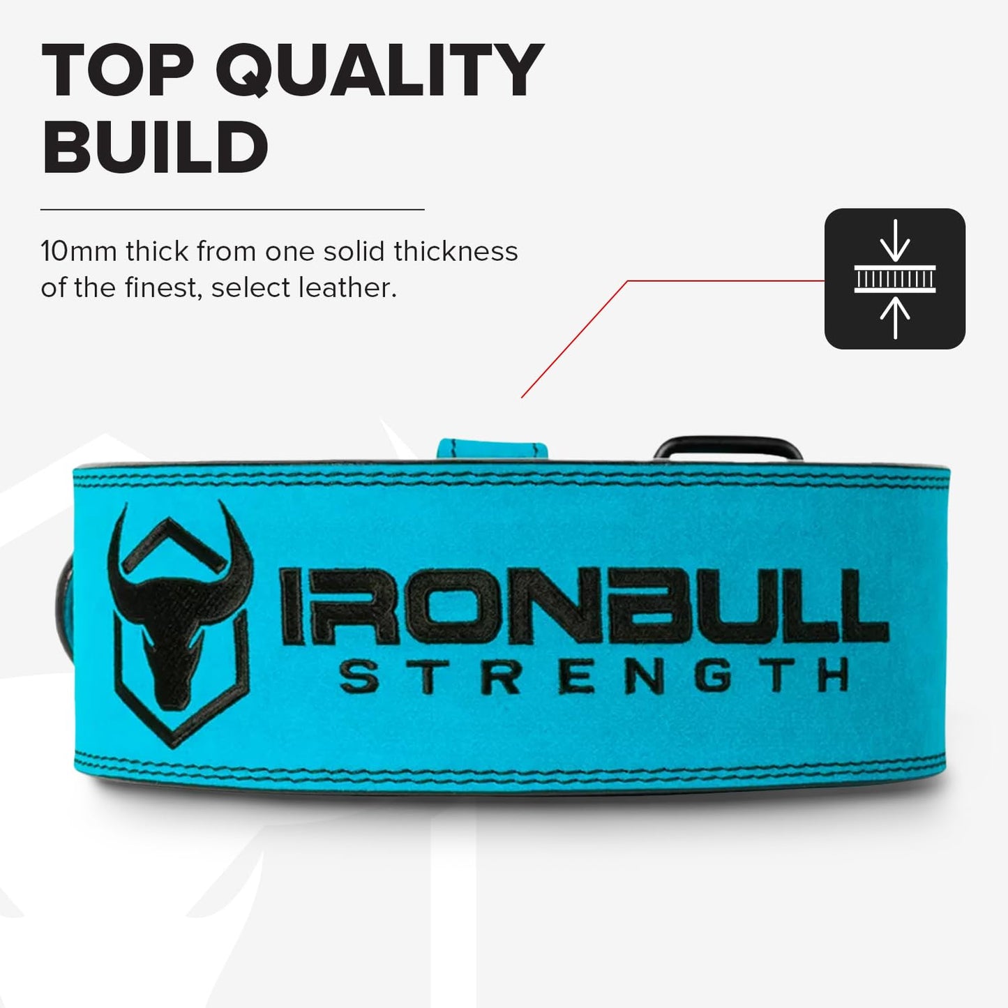 PowerLifting Belt - 10mm Double Prong - 4-inch Wide - Heavy Duty for Extreme Weight Lifting Belt (Blue, Large)