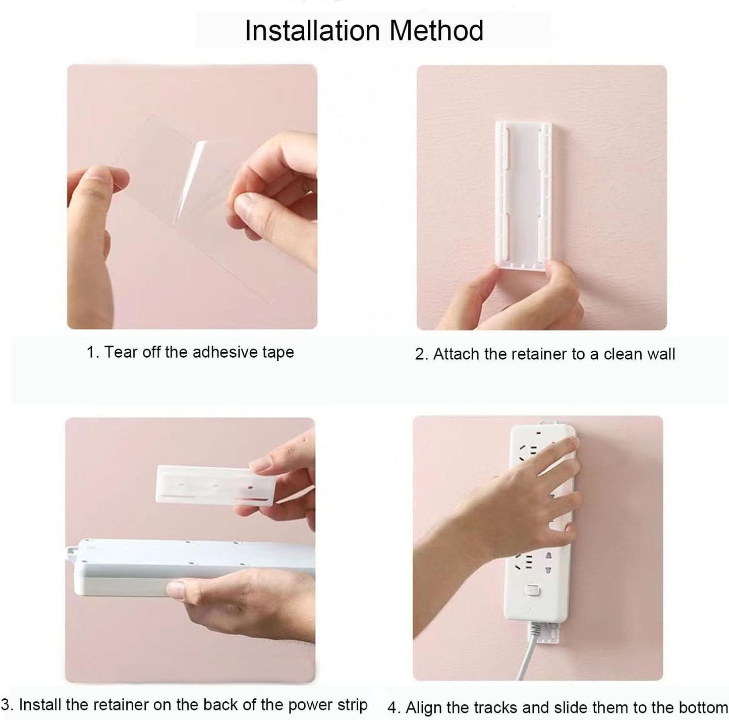 CHNLML 12PCS 8 Power Strip Holder, Adhesive Punch-Free Socket Holder, Self Adhesive Socket Desktop Fixer, Socket Holder