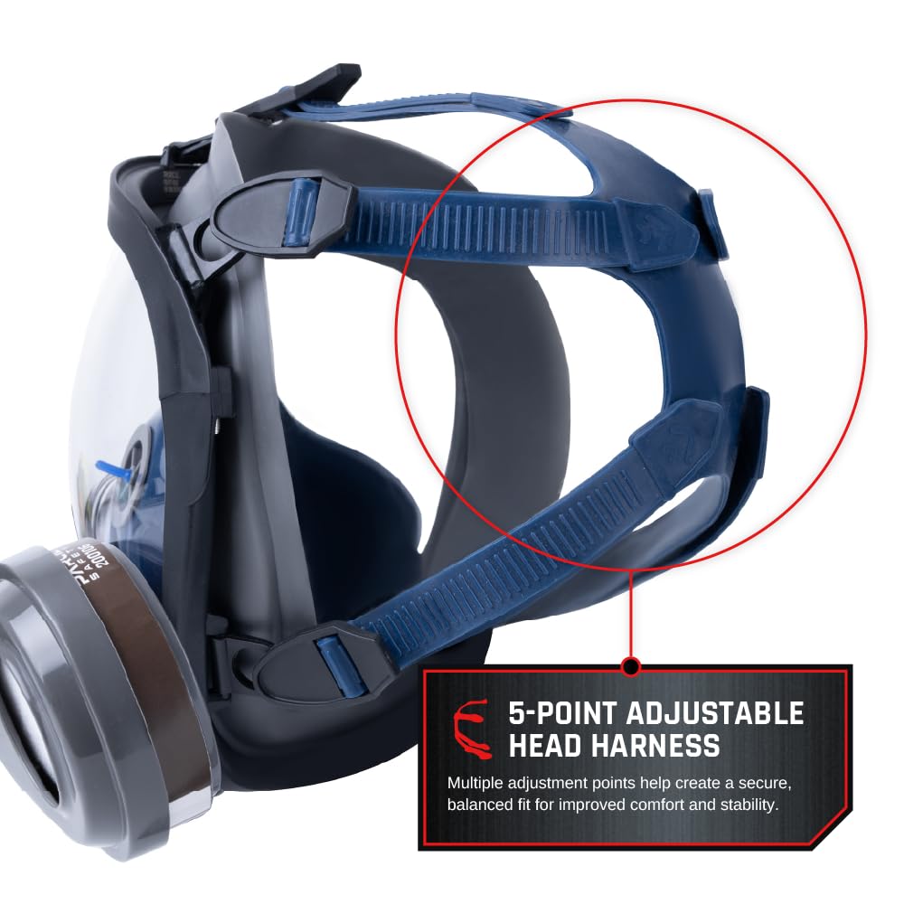 PT-101 Full Face Organic Vapor & Particulate Respirator with Dual P-A-3 Carbon Activated Cartridges - Eye Protection Mask