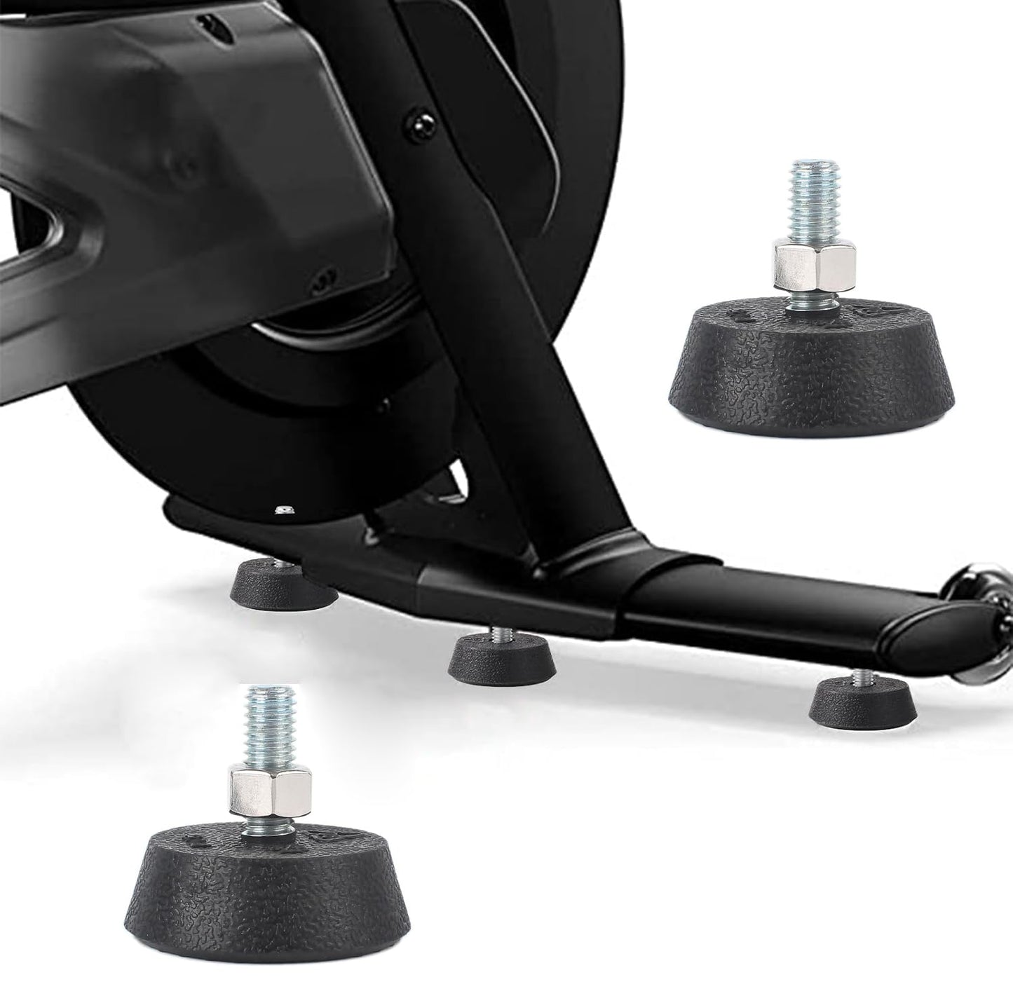 SquEqu 2 Pack Exercise Bike Leveling Feet Replacement Non Slip 3/8" Threaded Screw Stationary Bike Foot Levelers Pad Floor Protector for Exercise Bike Indoor Cycling Bike Workout Bike