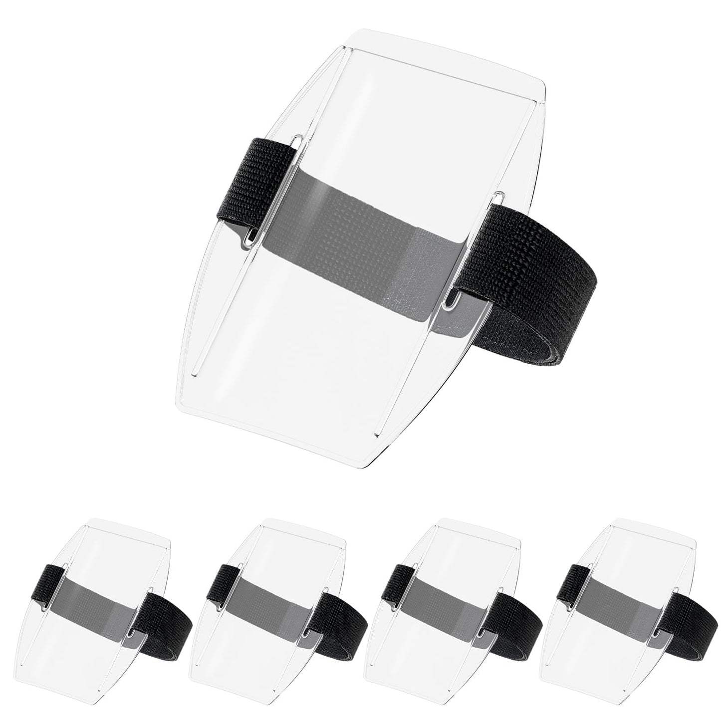Uniclife 5 Pack Arm Badge Holder for Men, PVC ID Badge Holder, ID Holder, Armband Badge Holder with Adjustable Elastic Arm Band, Ski Pass Holder for Work, Gym, Running & Outdoor Sports