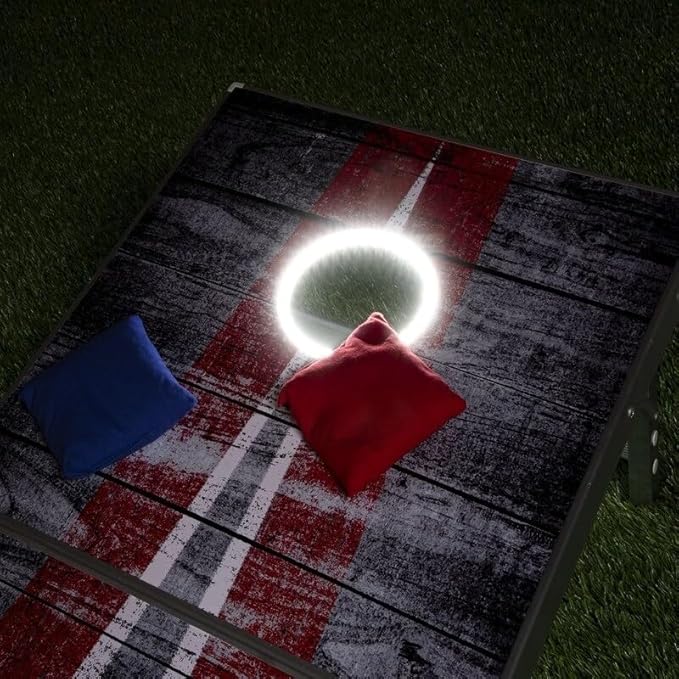 GoSports 4 x 2 ft Aluminum Cornhole Game Sets – Choose LED Lights or Standard - Set Includes 2 Foldable Regulation Size Boards, 8 Bean Bags, & Rules
