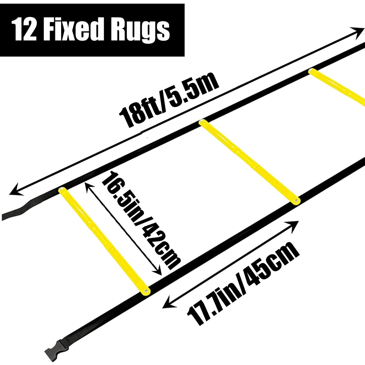 Tangle-Free Agility Ladder Speed Training Equipment - 2lbs Heavy Duty Design with 12 Fixed Rungs - 18ft Connectable Quick Setup Footwork Drill Gear for Soccer, Football, Boxing (Storage Bag Included)