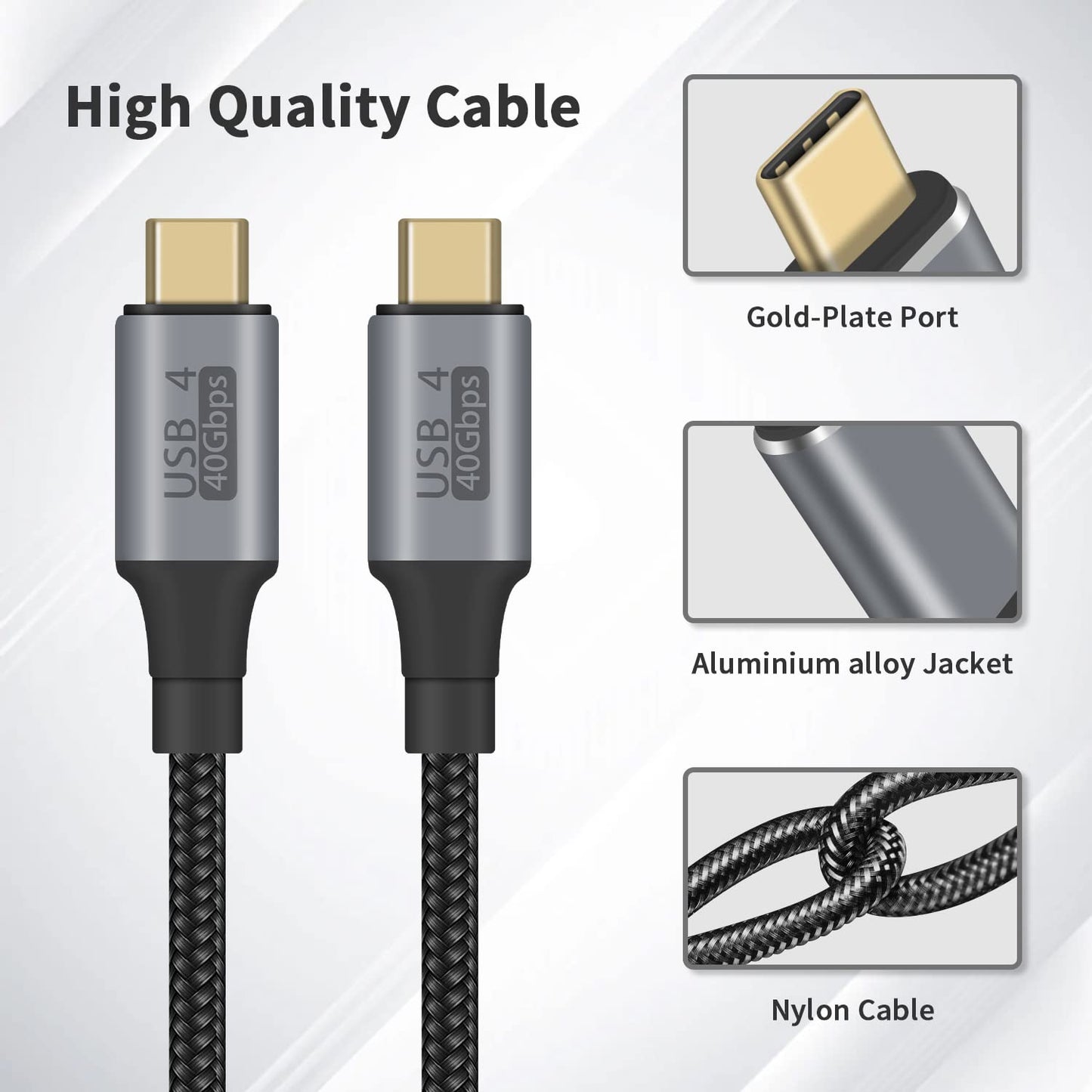 40Gbps 1.6FT/50cm, 100W 8K@60Hz 15, Duttek Short USB C to USB C Cable, Supports PD, Video, Nylon Braided, for iPhone