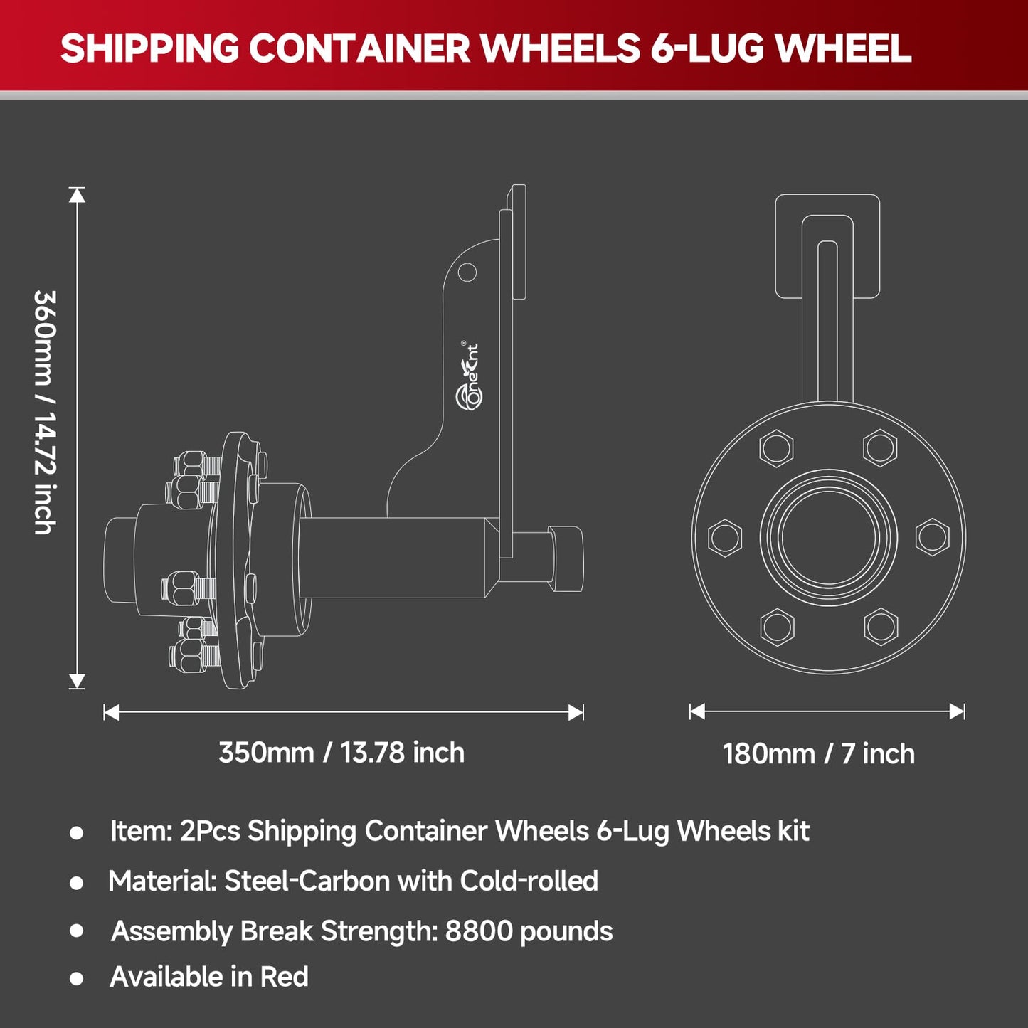 2Pack Shipping Container Wheels 6-Lug Wheels kit|Shipping Container Axles with Ratchet Tie Down-Moves 20ft.-40ft. Shipping Container |Shipping Container Accessories