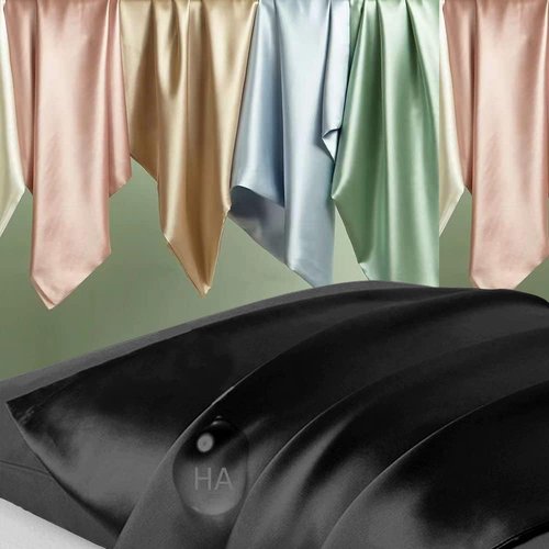 Mulberry Silk Pillowcases by Skiennix - Smooth, Anti-Acne Set of 2 | Standard Size, Black with Zipper