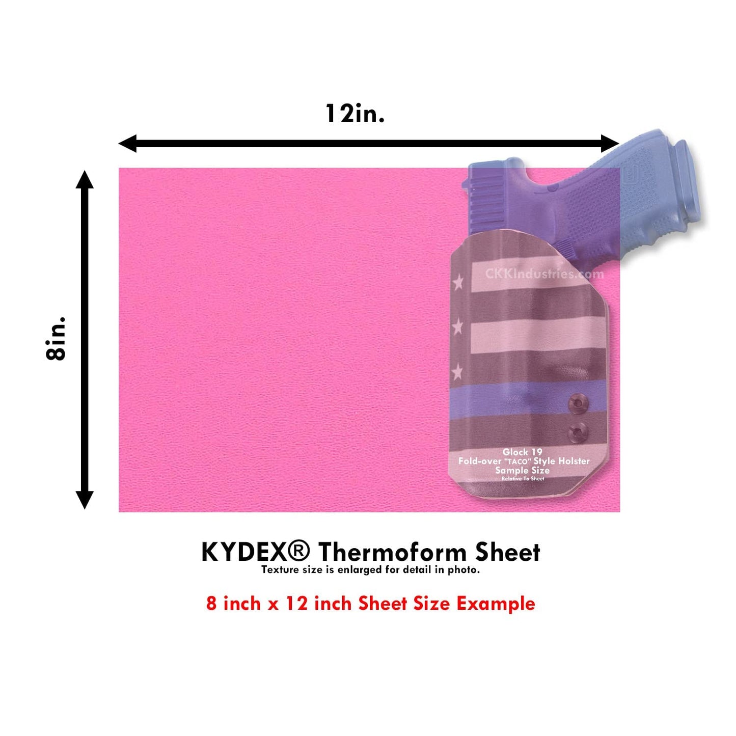 KYDEX Thermoform Sheet + Kydex Holster Molding Press Bundle - (0.080 Thickness) - (8in x 12in Sheets) - (Bubblegum) - (2 Pack) - for DIY Kydex Holster Making