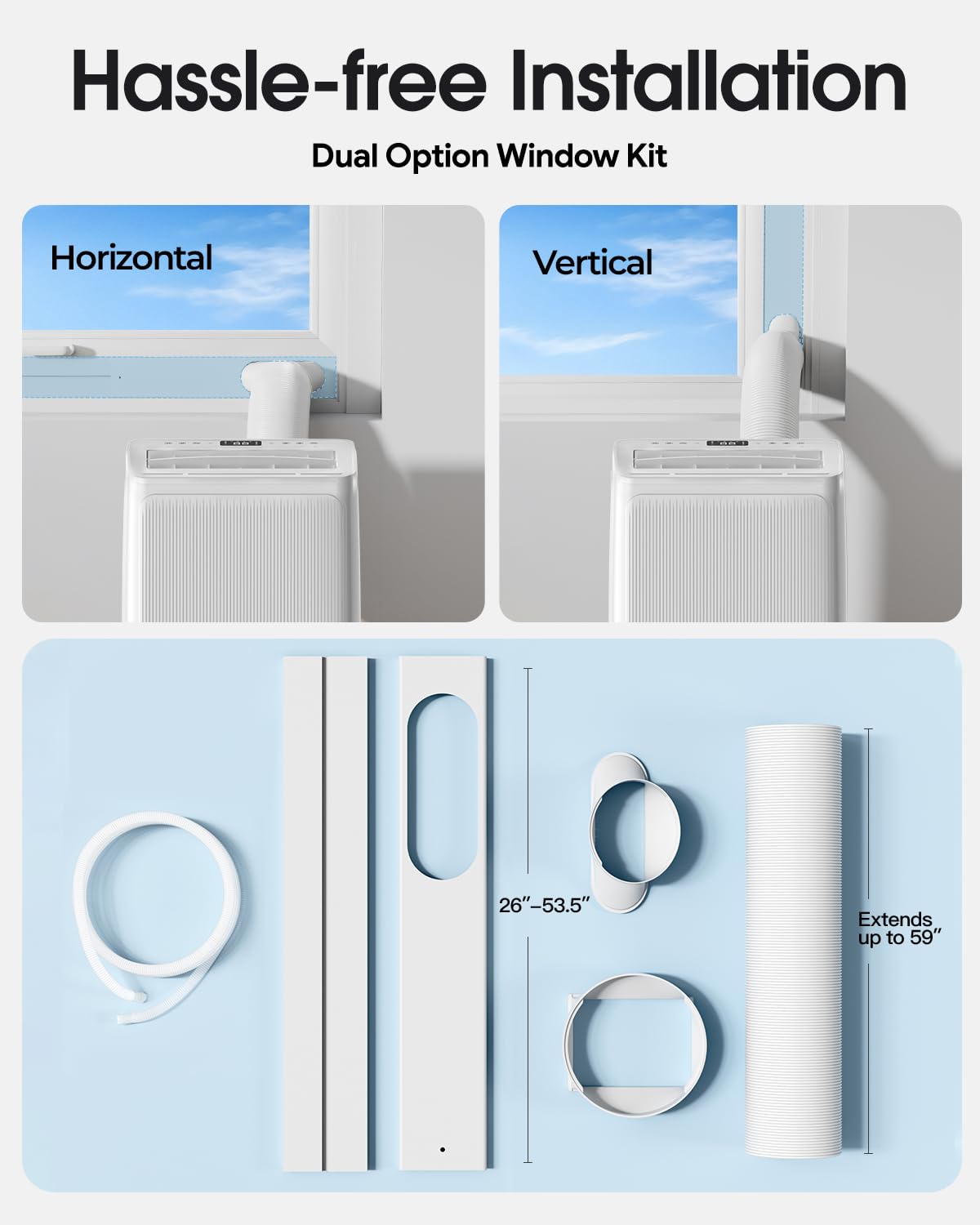 Snocod Portable Air Conditioners, 16000 BTU Cooling for 800 Sq ft, 5-in-1 with Drainage-Free Cooling, Fan, Dehumidifier, Sleep Mode, APP & Remote Control, Quiet 40 dB, Window Installation Kit